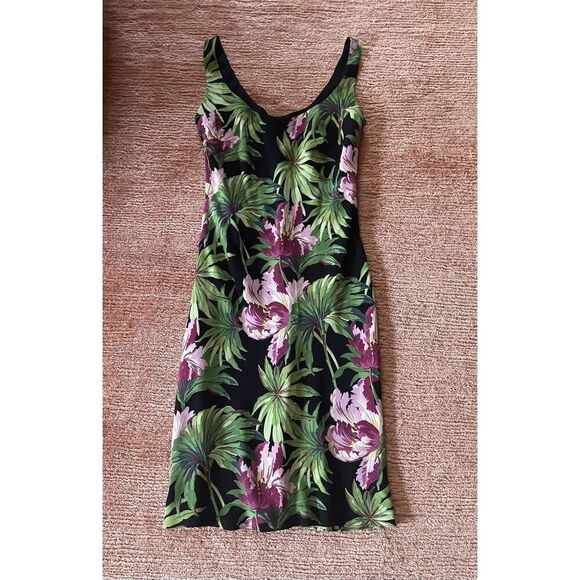 Vintage USA 90s Y2K Mica Floral Ruffle Rayon Dress Size S - Picture 1 of 8